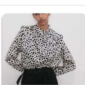 Zara Pleated Printed Blouse